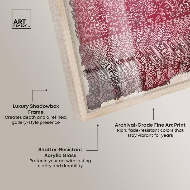 Burgundy Stamps Shadowbox by Art Remedy