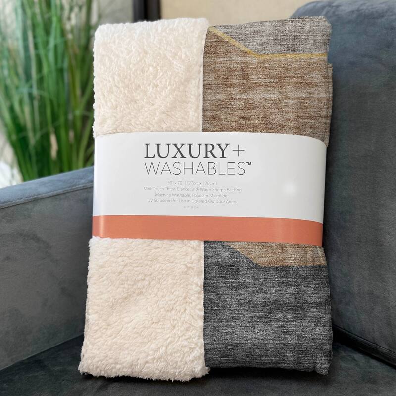 Premium Machine Washable Modern Glam Sherpa Throw Blanket