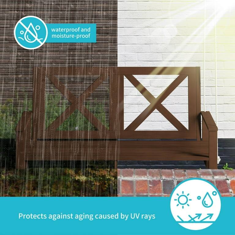 Mixoy Outdoor Wood Porch Swing with Curved Back Design