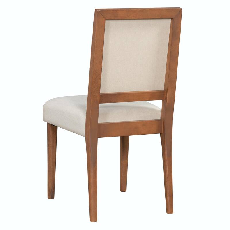 5-Piece Round Dining Table Set for 4 - Minimalist Farmhouse Design with 4 Solid Wood Upholstered Chairs