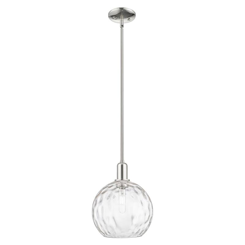 Innovations Lighting Endless Possibilities Arcadia - Athens Water Glass - 1 Light 10" Stem Hung Mini Pendant - Clear Water Glass/Polished Nickel