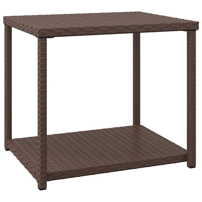vidaXL Side Table Black/Brown 21.7"x17.7"x19.3" Poly Rattan - 21.7" x 17.7" x 19.3"