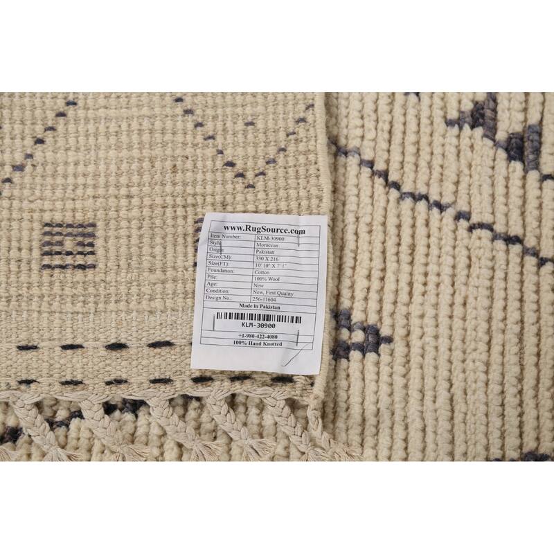 Trellis Moroccan Area Rug Hand-Knotted Oriental Wool Carpet - 7'1"x 10'10"