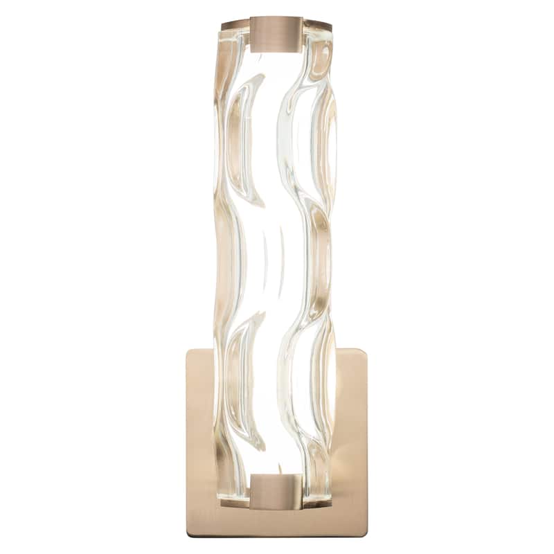 Marseille 1-Light Bathroom Vanity Lighting Fixture, Clear Wave Glass Shade, Dimmable, Integrated LED, Wall Mounted Sconce
