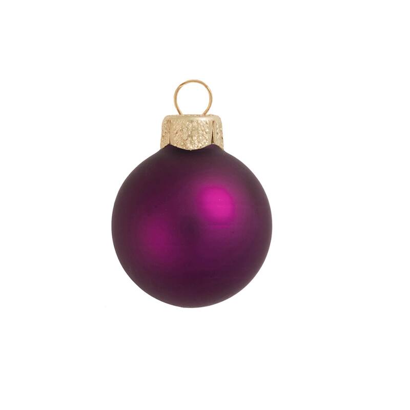 Matte Glass Christmas Ball Ornaments 2.75" 70mm Plum Purple 12ct