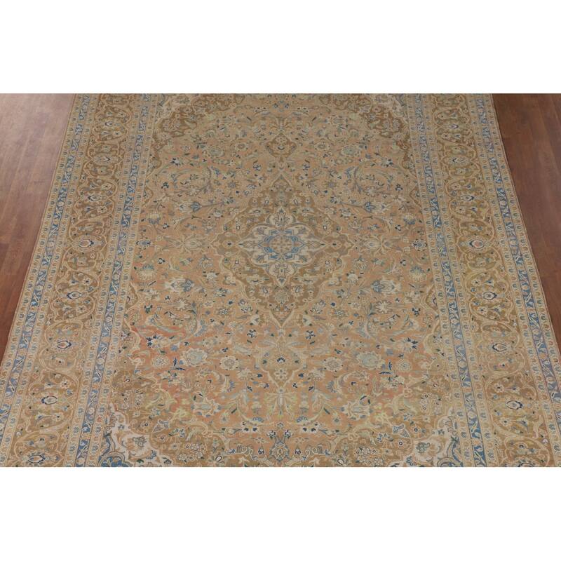Traditional Mashad Persian Vintage Area Rug Handmade Wool Carpet - 8'1" x 11'5"