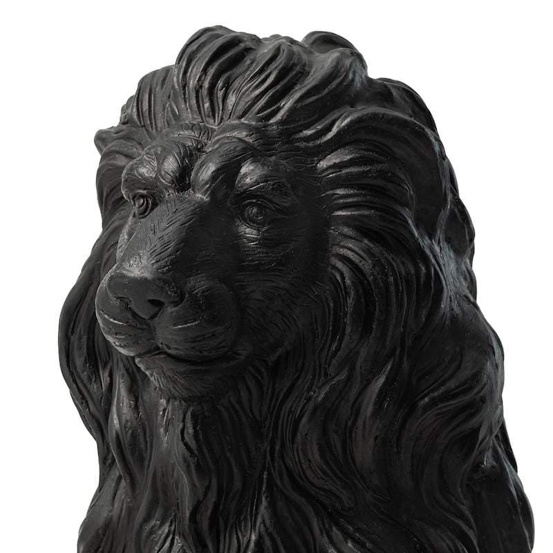 Glitzhome Set of 2 MGO Majestic Sitting Guardian Lion Statues Porch Sculpture Outdoor Indoor