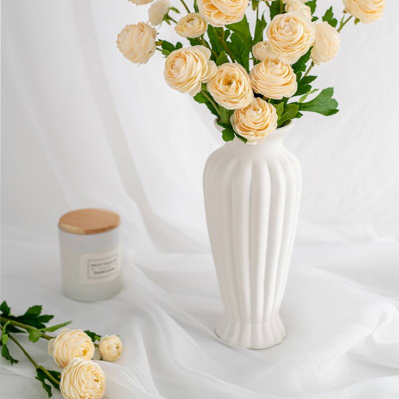 Champagne Silk Decorative Artificial Persian Buttercup Rose Flowers