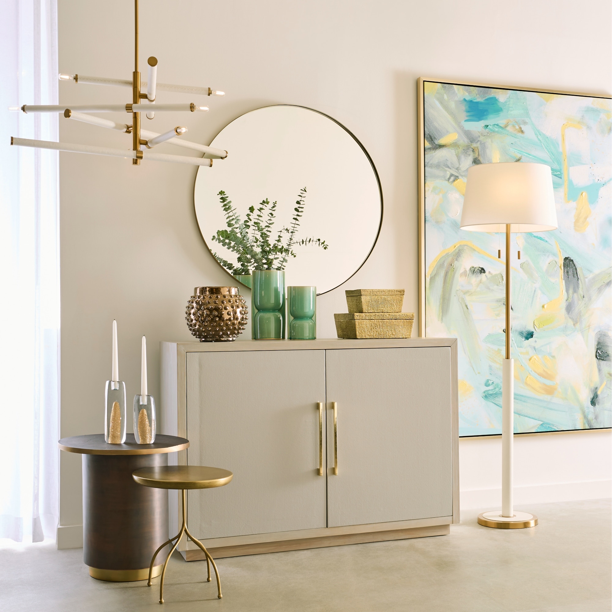 6-Light H Bar Pendant Ceiling Chandelier - 39" - White