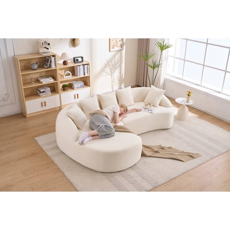 99" L-Shaped Chenille Sectional Boneless Sofa with Chaise and Pillows