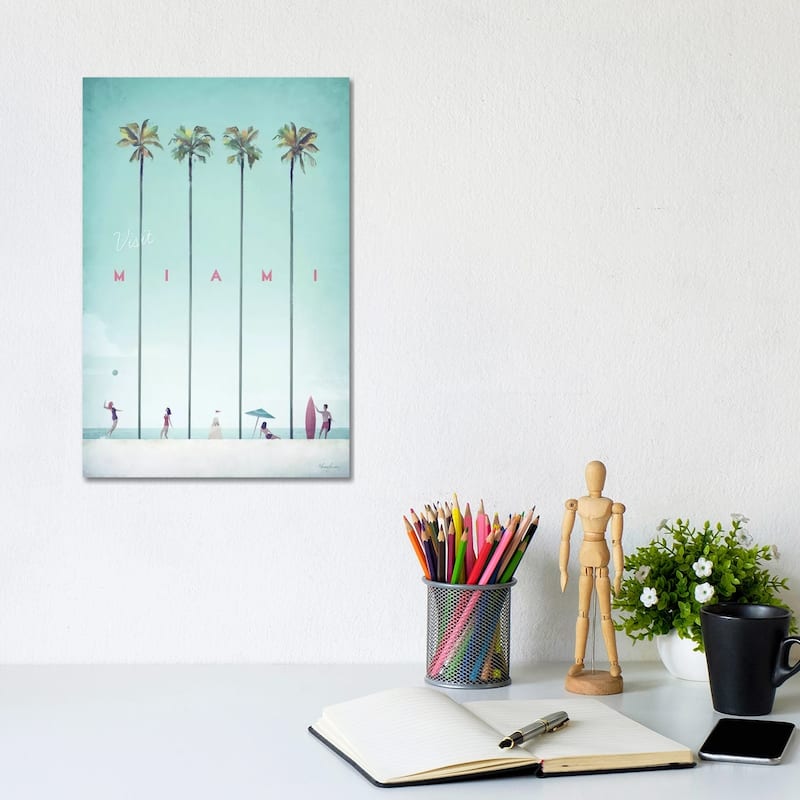 iCanvas "Visit Miami" by Henry Rivers Canvas Print - 12x8x0.75
