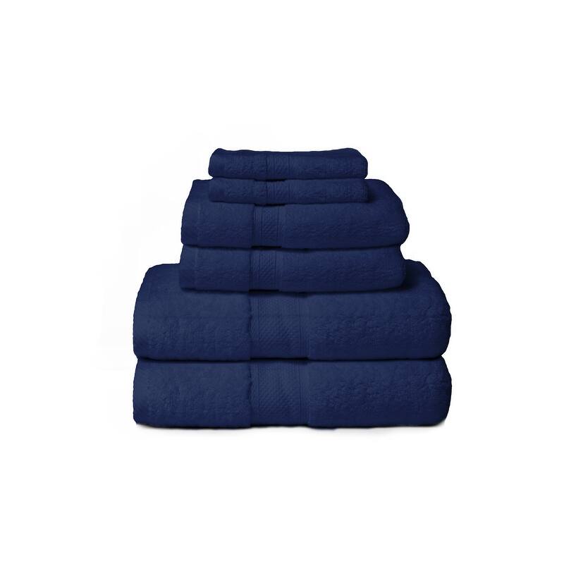Zero Twist Hotel 6-Piece 100 Cotton Bath Towel Set - Navy