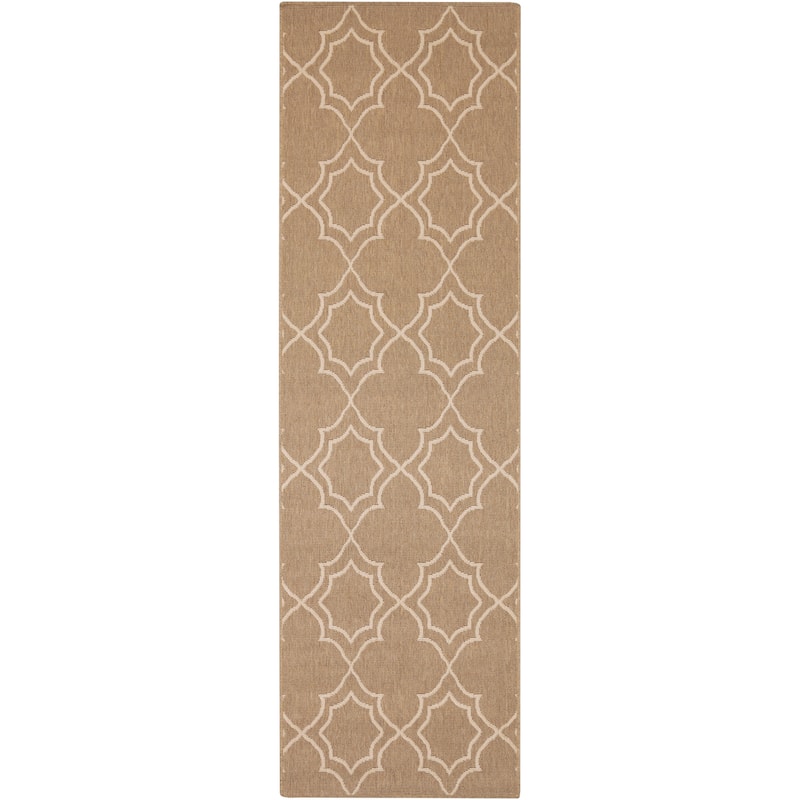 Livabliss Natasha Indoor/ Outdoor Transitional Trellis Area Rug - 2'3" x 11'9" Runner - Tan