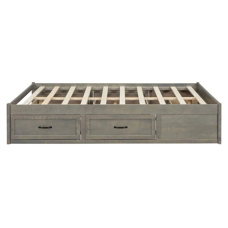 Full Size Platform Bed with 6 Storage Drawers