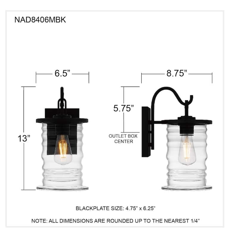 Noland 1-Light Matte Black Outdoor Wall Lantern