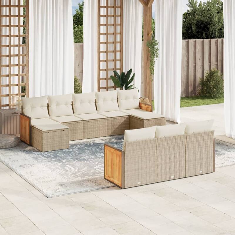 vidaXL Patio Sofa Set with Cushions Outdoor Conversation Furniture Poly Rattan - 21.7 x 21.7 x 14.6