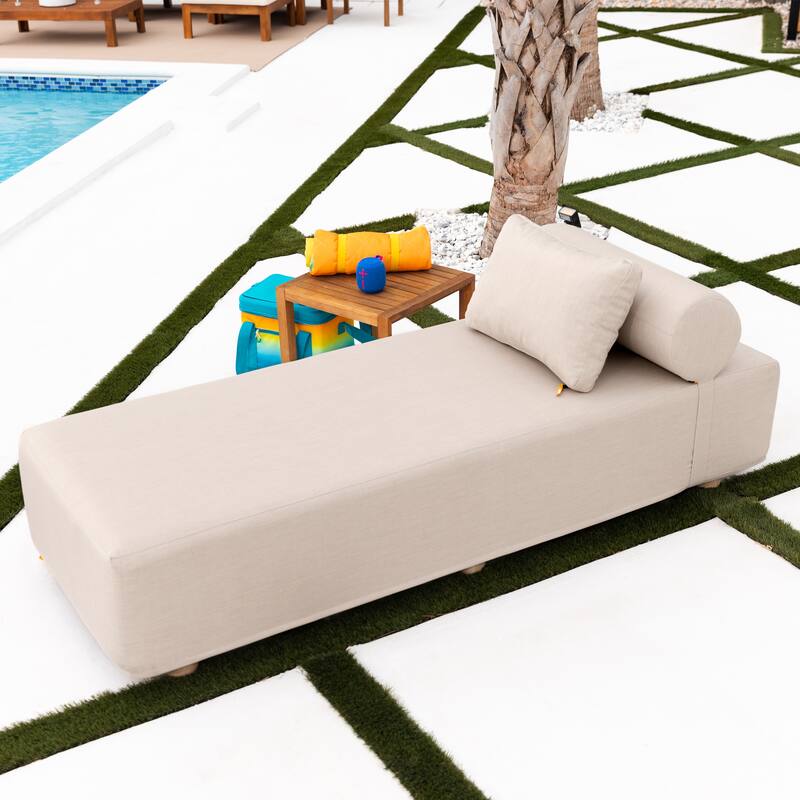 Jaxx Alvy Outdoor Sun Lounger - Luxurious Sunbed with Wood Feet Sunbrella