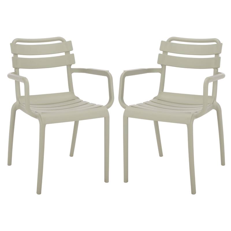 SAFAVIEH Outdoor Living Sarah Stacking Dining Armchair (Set of 2) - 21"W x 23"D x 32"H - Green