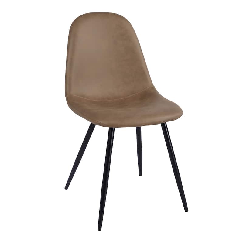 HomeRoots Set of Two Brown and Black Upholstered Faux Leather Dining Side Chairs - 17.3 in. x 33.4 in. x 17.7 in.