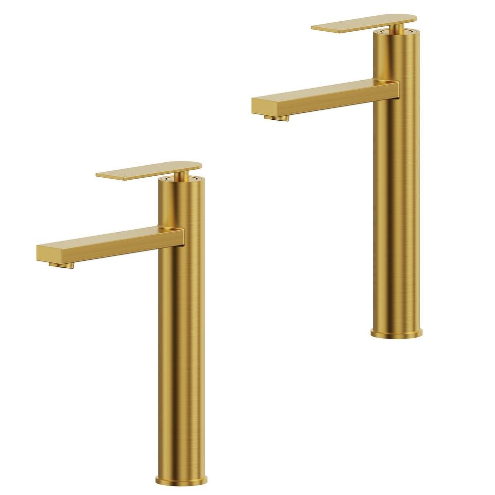 GRANDJOY 2-Pack High-Arc Bathroom Vanity Faucet, Single Hole Installation