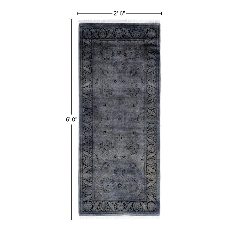 Overdyed One-of-a-Kind Hand-Knotted Area Rug - Gray - 2' 6" x 6' 0"