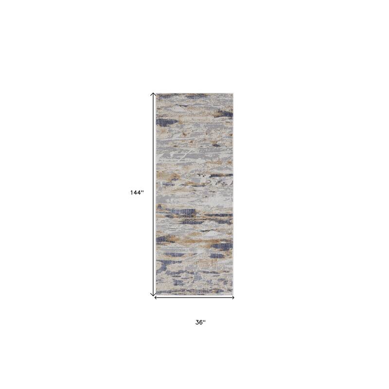 Xafah Power Loomed Distressed Abstract Area Rug By HomeRoots - 12' Runner