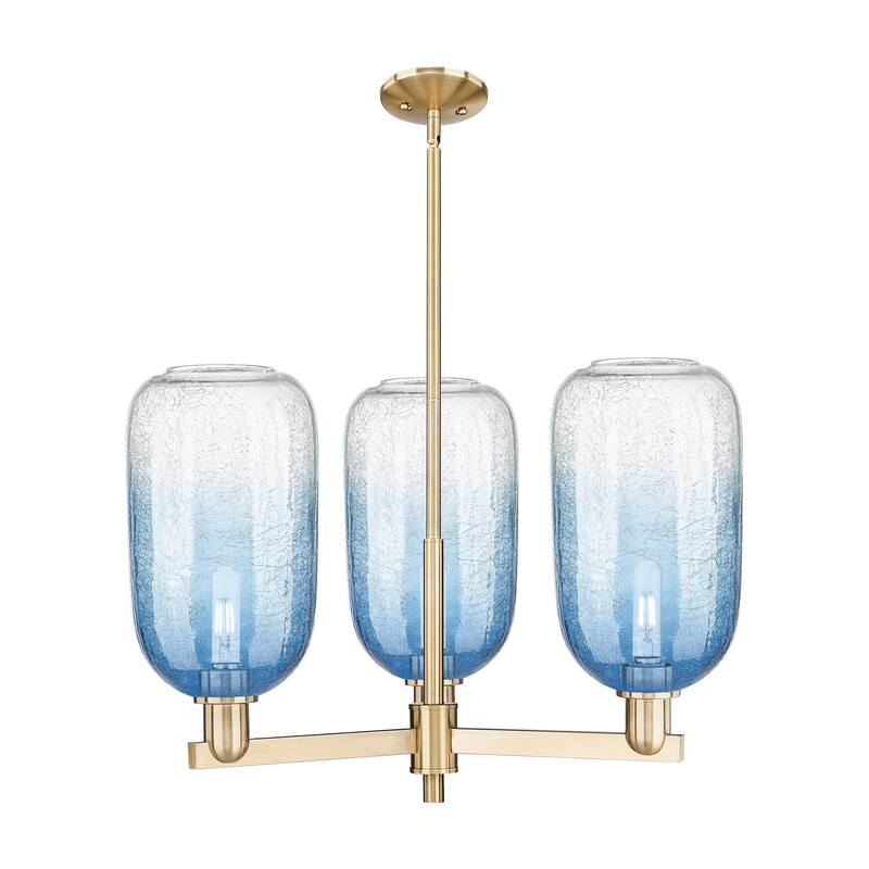 Innovations Lighting Downtown Urban - Brookhaven Cloche - 3 Light 18" Stem Hung Chandelier - Champagne Bronze/Sapphire Blue