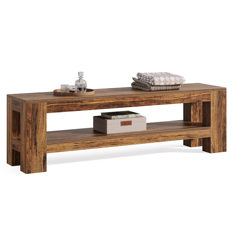 Wooden Entryway Bench with Storage Shelf, Console Shoe Bench, Hallway Kitchen End of Bed Accent Seat Storage Bench for Bedroom