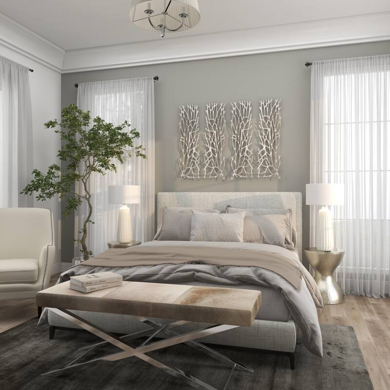 Silver Aluminum Metal Inspired Coral Wall Decor (Set of 2) - Silver or Gold