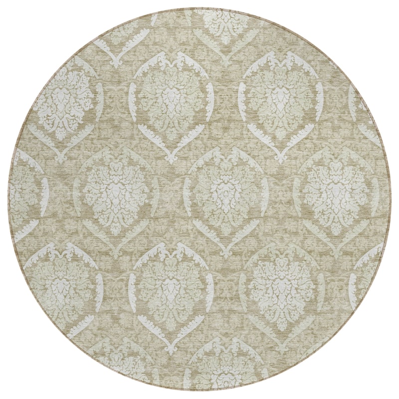 Machine Washable Indoor/ Outdoor Chantille Traditional Damask Rug