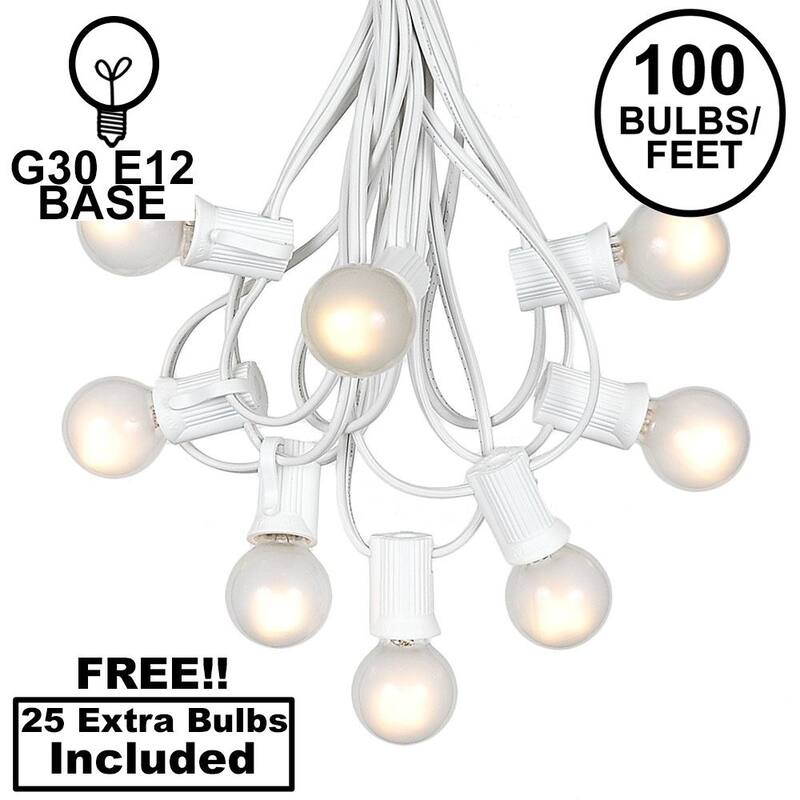 100 Foot G30 Outdoor Globe Patio String Lights - Set of 125 G30 Globe Bulbs - White