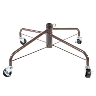 24" Brown Metal Rolling Artificial Christmas Tree Stand For 6' - 9' Trees - 24