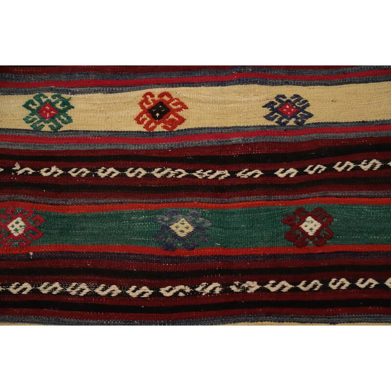 Hand Woven Oriental 100% Wool Carpet Southwestern Tribal Multi-Colored Kilim Area Rug - 7' 5'' X 5' 7''