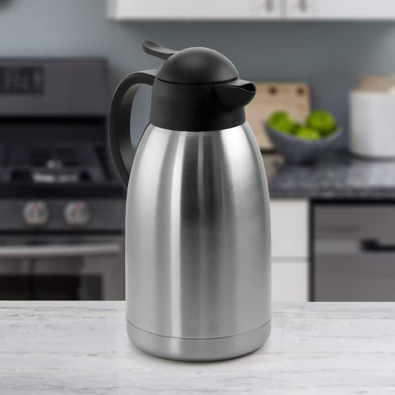 MegaChef 2 Quart Stainless Steel Thermal Beverage Carafe for Coffee and Tea