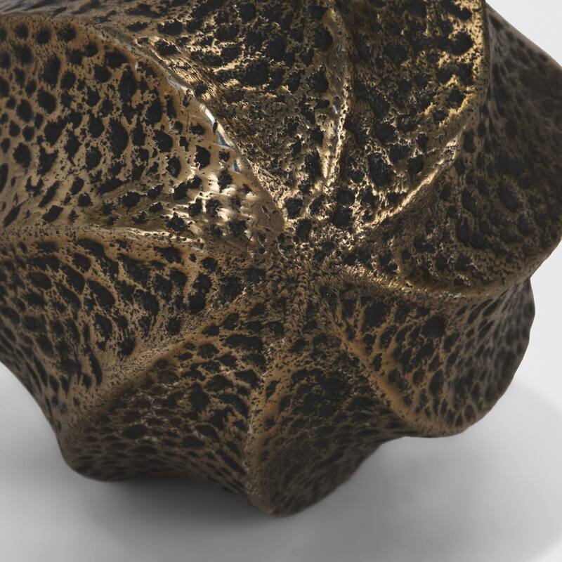 Imani Large / Small Sculptural Textured Antiqued Gold Metal Decorative Orb Object