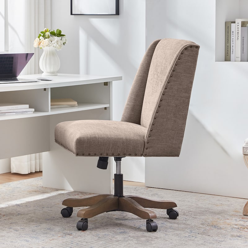 Huimo Home Office Desk Chair with Wheels, 360° Swivel - Brown