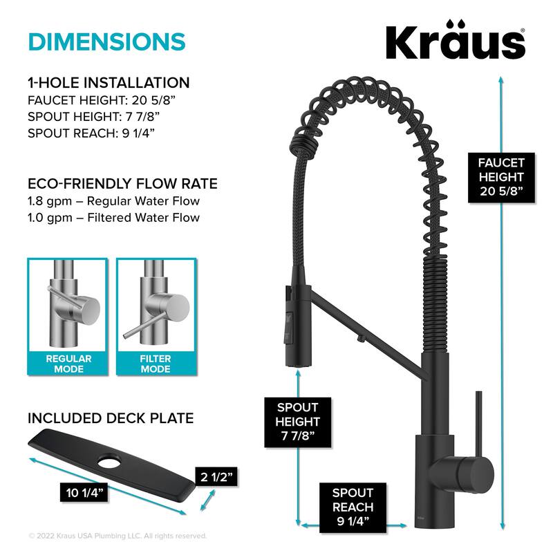 Kraus FS-1001-KFF-2631 Oletto 1.8 GPM Single Hole Pre-Rinse Pull Down
