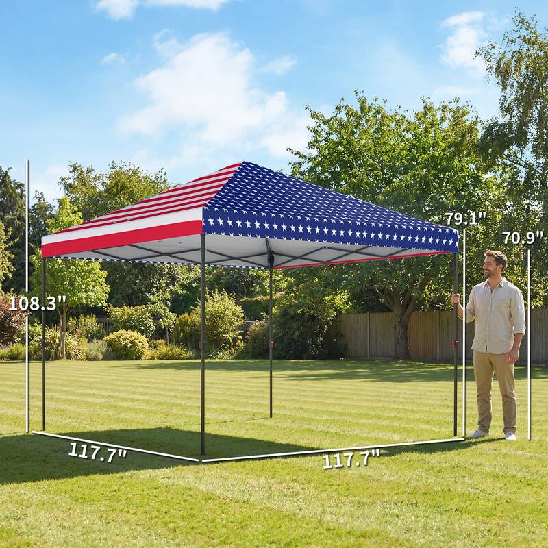 Outsunny 10 x 10 ft Pop Up Canopy Tent with One Push Setup, Easy Setup Outdoor Portable Instant Canopy Shelter