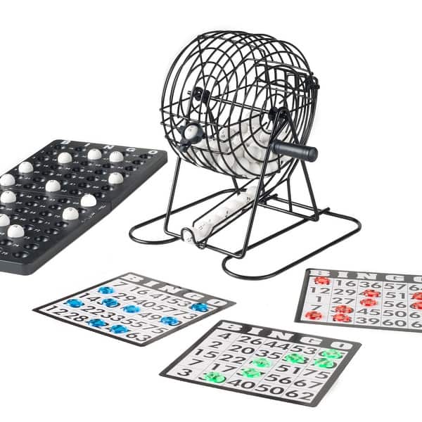 slide 2 of 7, Complete Bingo Set Deluxe Classic Carnival and Casino Game with Tumbler Cage, Master Board, Sheets, and Markers by Hey Play