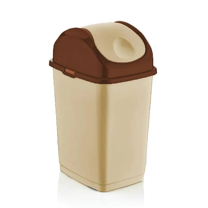 10 qt Slim Swing Trash Can - Beige/Brown