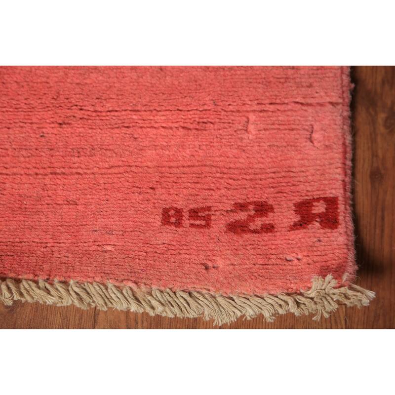 Pink Salmon Modern Gabbeh Oriental Area Rug Handmade Wool Carpet - 8'1" x 11'4"