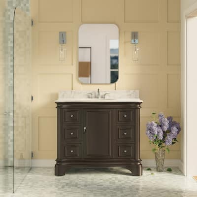 KitchenBathCollection Katherine 42" Bathroom Vanity with Carrara Marble Top