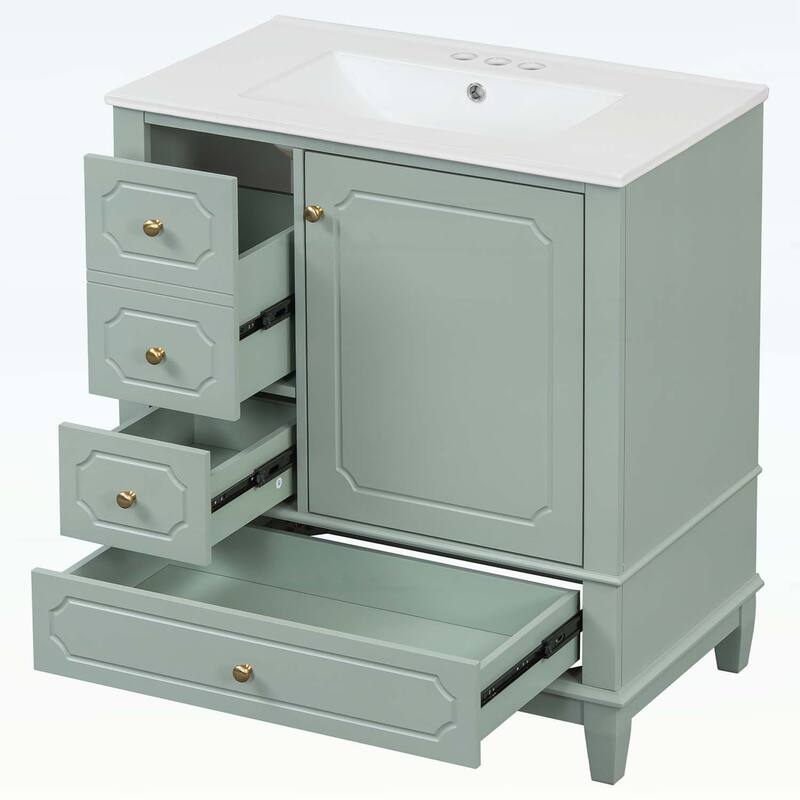 Bathroom Vanity with Ceramic Basin,Soft-Close Doors,and Ample Storage,Ideal for Modern and Compact Spaces