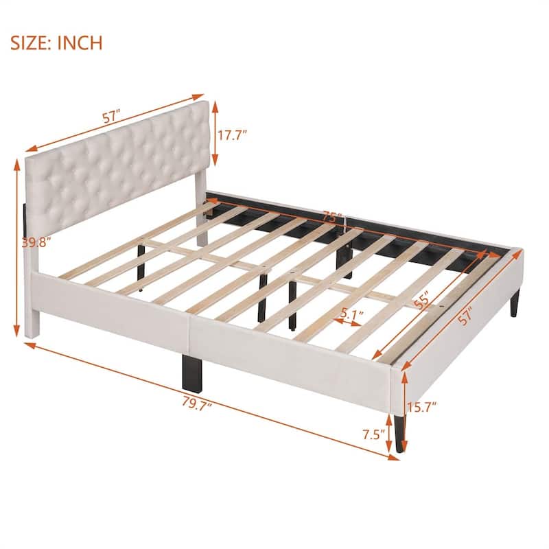 Upholstered Linen Platform Bed
