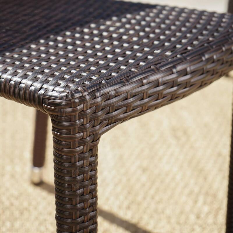 Roomfitters Outdoor Rattan Dining Chair Set of 4, Stackable Armless Patio Chairs, Weather-Resistant Design