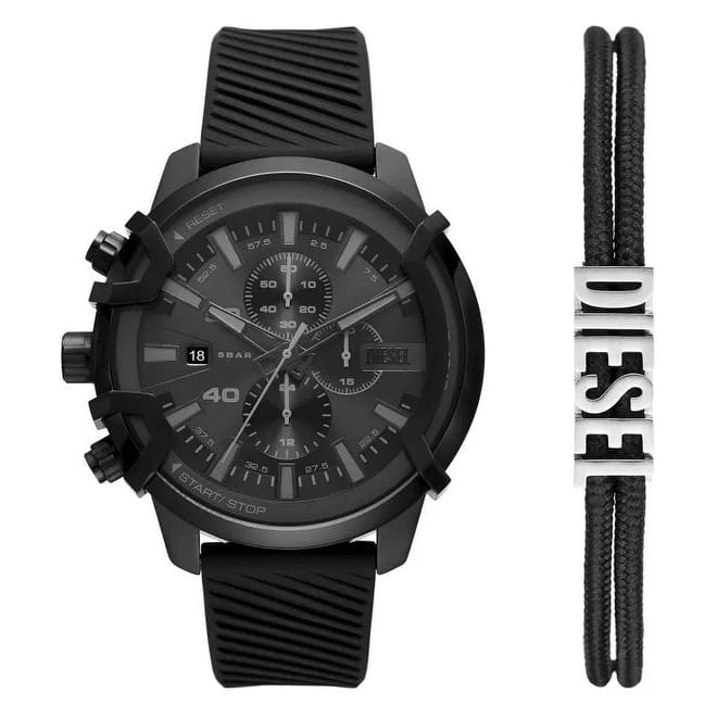 Diesel Men's Griffed 48mm Quartz Watch and Bracelet Set DZ4650SET - Black - N/A