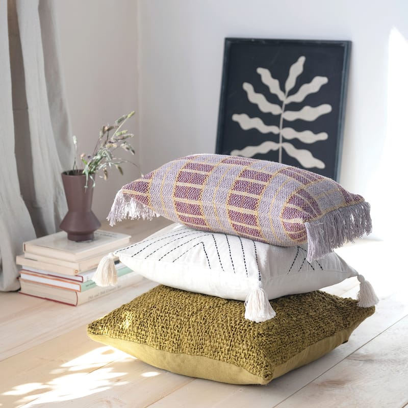 Woven Cotton and Jute Pillow