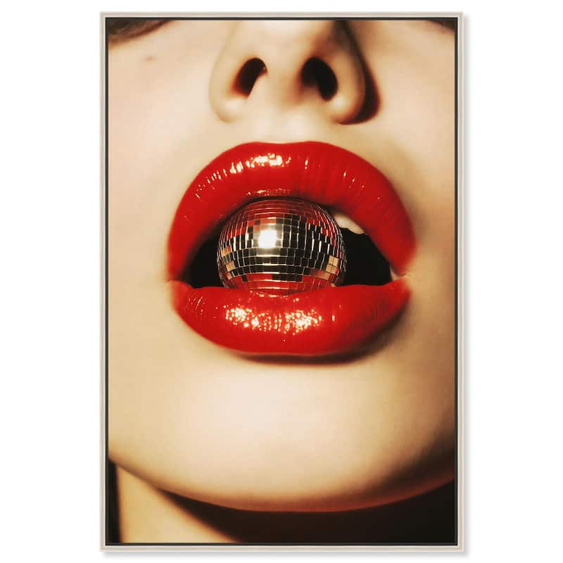 Disco Lips Canvas by Art Remedy - Silver - 36" x 54"