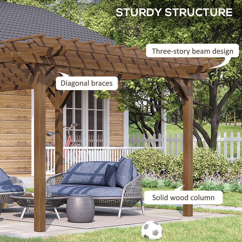 Outsunny 20' x 12' Outdoor Pergola, Wood Gazebo Grape Trellis with Stable Structure for Garden, Patio, Backyard, Deck