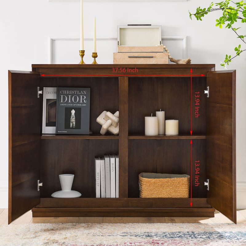 Anmytek Dark Brown Wood Storage Cabinet Modern Rustic Double Door Console for Living Room and Home Office